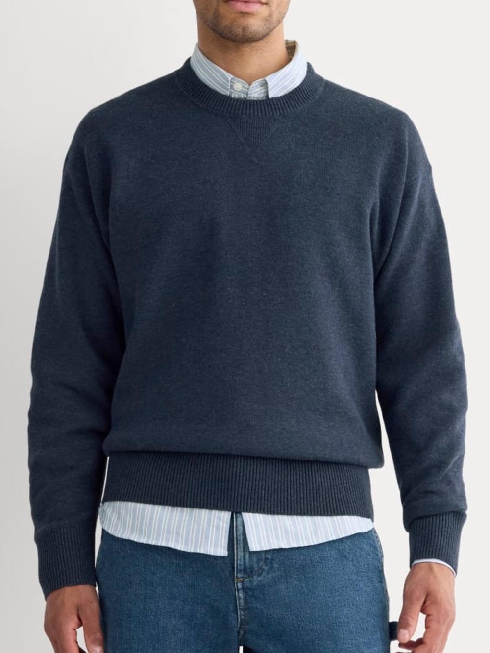 Everlane Luxe Merino Double Knit Indigo Blue‎ Crew Neck Long Sleeve Knit Sweater